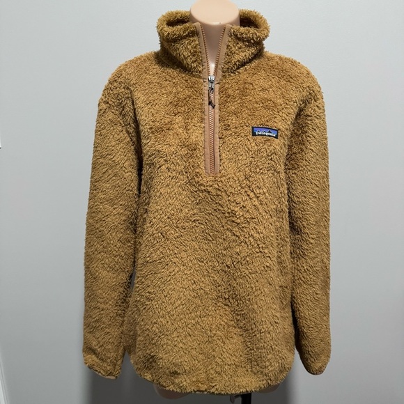 Patagonia Los Gatos 1/4 Zip Pullover Brown Fur Fuzzy Sherpa Long Sleeve Jacket - Picture 2 of 6